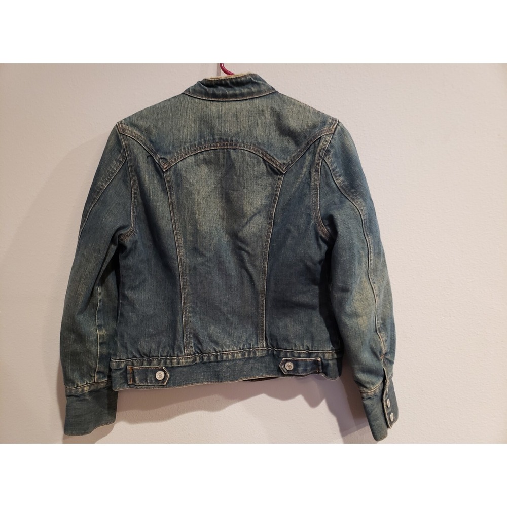 GAP Sherpa lined Denim Trucker Jacket Woman's size XS medium wash EUC - Picture 5 of 6